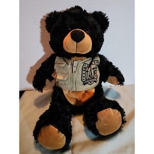 Carowinds Black Teddy Bear With Tan Vest